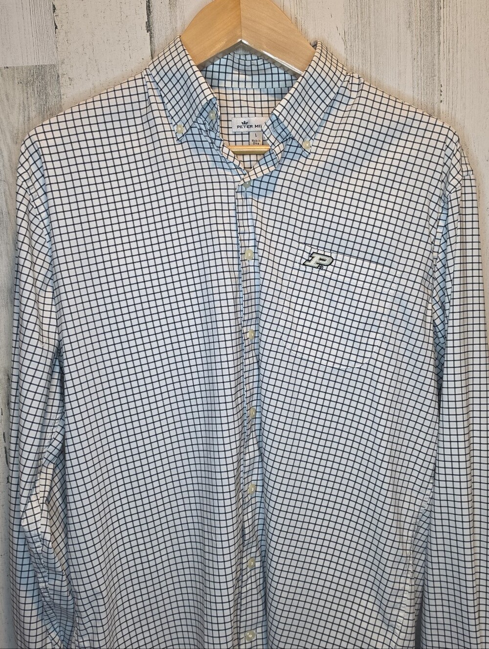 Peter Millar Purdue Boilermakers Men’s Large Check Button Down Shirt Long Sleeve